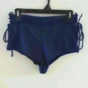 QUINTSOUL | Women's Navy Blue Side Tie Mid Rise Full Coverage  Swim Shor…